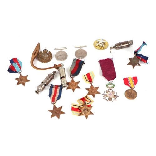 56 - A group of WWII medals to include The France & Germany Star, The Africa Star, The 1939-45 Star, ... 