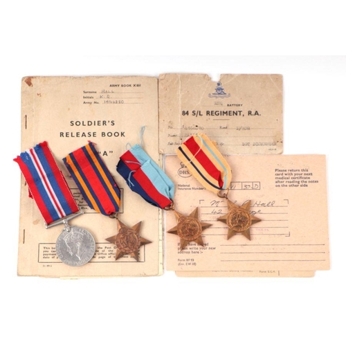 66 - A WW2 medal group consisting of the 39/45 Star, Africa Star, Burma Star and War Medal together with ... 