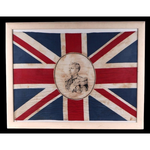 77 - An Edward VIII commemorative Union Jack, framed & glazed, 70 by 57cms.