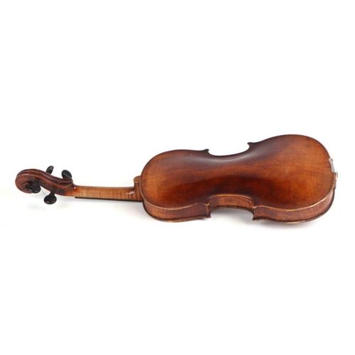 92 - A violin with 13.5ins two-piece back, bears paper label 'Leslie Sheppard Burgess Hill Sussex', with ... 