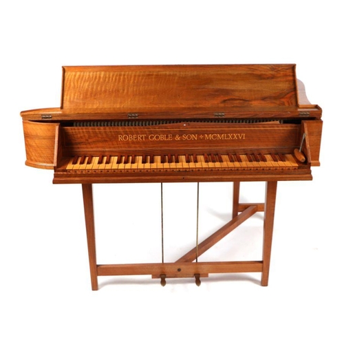 93 - A Robert Goble & Son MCMLXXVI (1976) walnut spinet, 106cms wide.