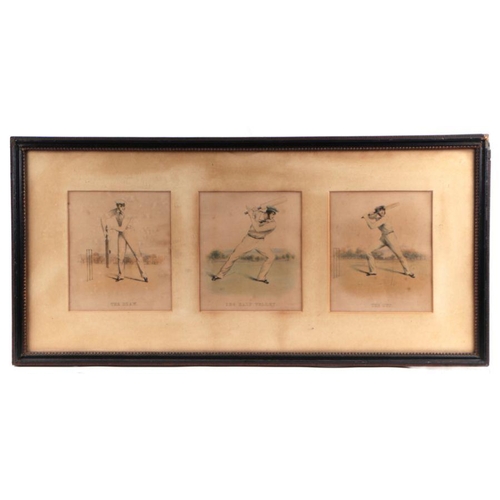 99 - After G F Watts - a set of six Victorian cricket prints made to illustrate a famous instructional ma... 