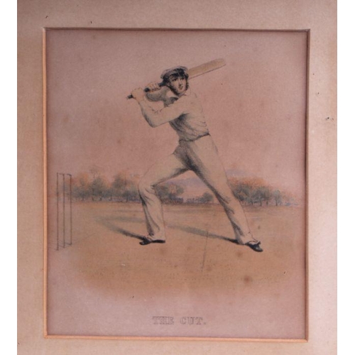 99 - After G F Watts - a set of six Victorian cricket prints made to illustrate a famous instructional ma... 