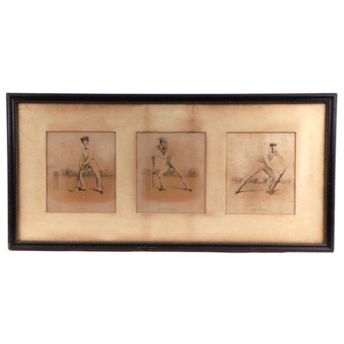 99 - After G F Watts - a set of six Victorian cricket prints made to illustrate a famous instructional ma... 