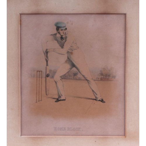 99 - After G F Watts - a set of six Victorian cricket prints made to illustrate a famous instructional ma... 