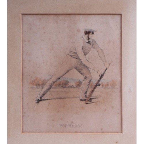 99 - After G F Watts - a set of six Victorian cricket prints made to illustrate a famous instructional ma... 