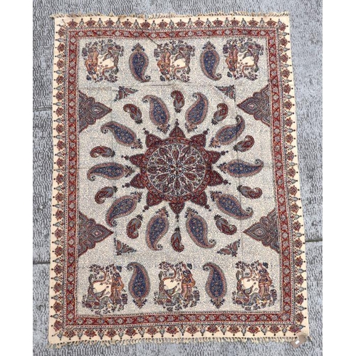 145 - An Iranian Esfahan traditional cotton hand printed wall hanging, 140 by 200cms.