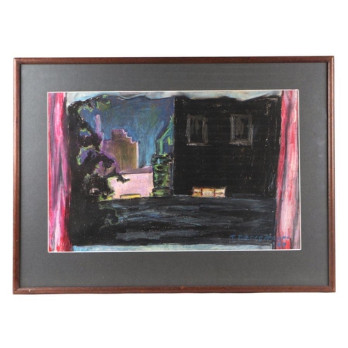 155 - Tomaso Bacigalupo - Chelsea at Night - signed & dated '69 lower right, pastel, Chelsea Art Socie... 