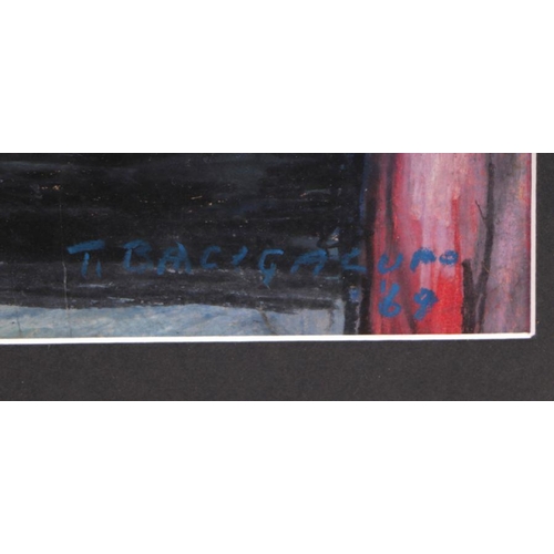 155 - Tomaso Bacigalupo - Chelsea at Night - signed & dated '69 lower right, pastel, Chelsea Art Socie... 