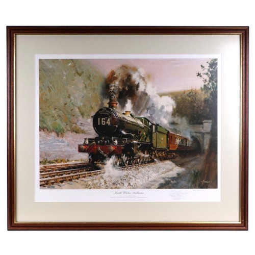 164 - After Terence Cuneo - South Wales Pullman - coloured print, reproduction of 500 copies, signed with ... 