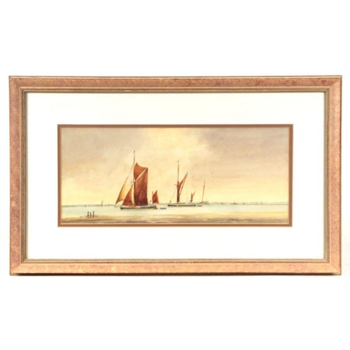 171 - Des Harradine (20th century British) - Moored Boats - signed lower right, watercolour, framed & ... 