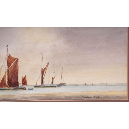 171 - Des Harradine (20th century British) - Moored Boats - signed lower right, watercolour, framed & ... 