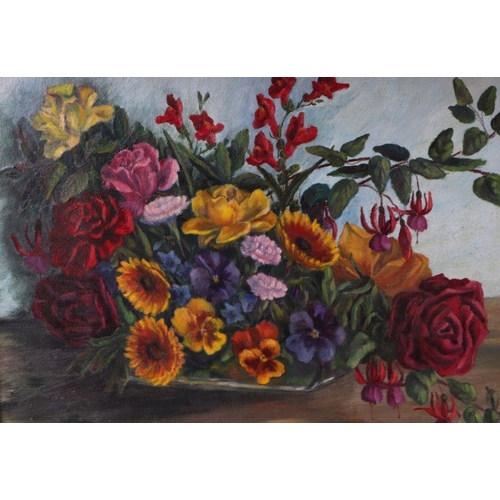 182 - Barbara Robinson (20th century British) - Garden Flowers - signed lower right, oil on board, framed,... 