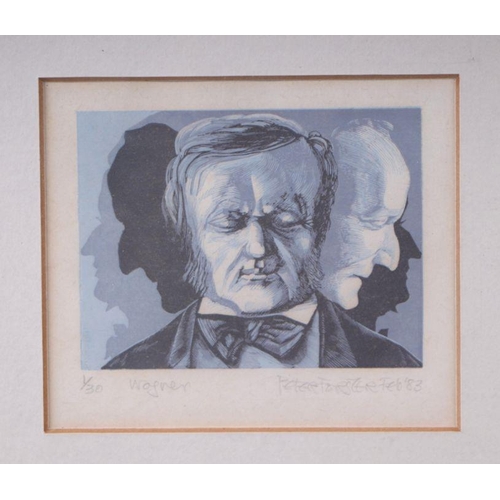 186 - Peter Forrester (20th century British) - Wagner - limited edition print numbered 1/30, signed & ... 