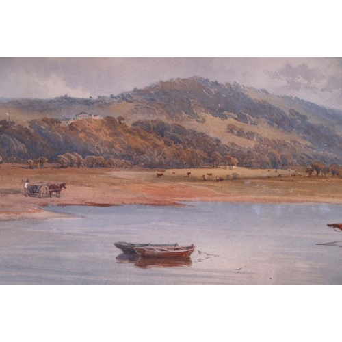 196 - Nathaniel Everett Green (1823-1899) - Estuary Scene with Moored Fishing Boats in the Foreground and ... 