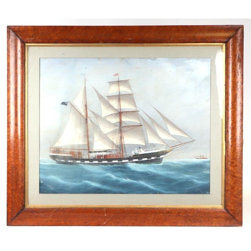 201 - Late 19th / early 20th century - A Twin Masted Sailing Ship in Full Sail - gouache, and its pair wit... 