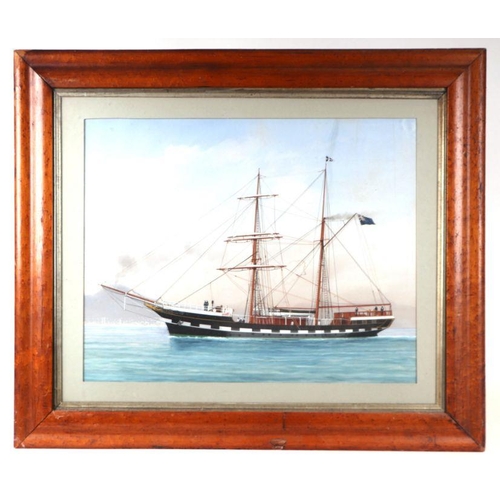 201 - Late 19th / early 20th century - A Twin Masted Sailing Ship in Full Sail - gouache, and its pair wit... 