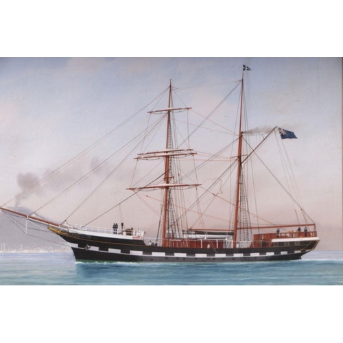 201 - Late 19th / early 20th century - A Twin Masted Sailing Ship in Full Sail - gouache, and its pair wit... 