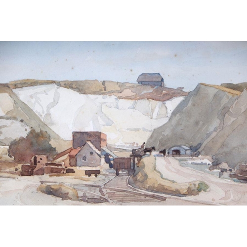 202 - Julius Delbos (1879-1970) - Chalk Quarry near Lewes Sussex - watercolour, signed lower left, C H Wes... 