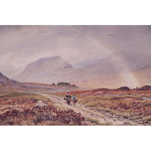 208 - Robert Dobson (British 1860-1901) - Moorland Scene with Figures on a Path - watercolour, signed lowe... 