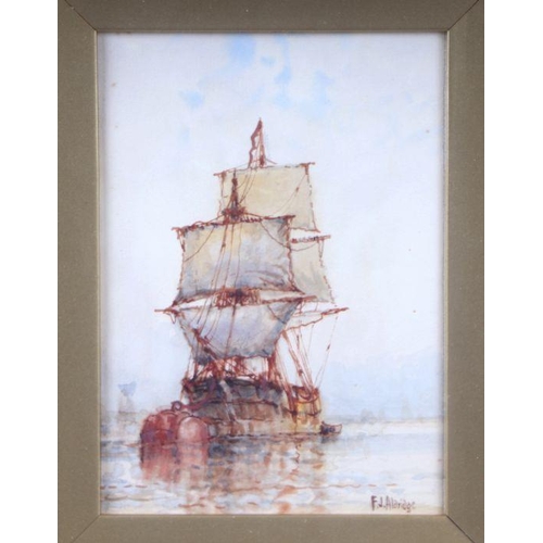 209 - Frederick James Aldridge (British 1850-1933) - Sailing Ship at Anchor - watercolour, signed lower ri... 