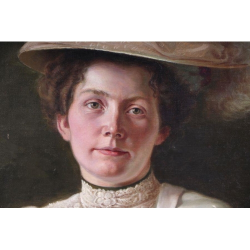 213 - H Berth (British school) - a head and shoulder portrait of a Victorian or Edwardian lady wearing a b... 