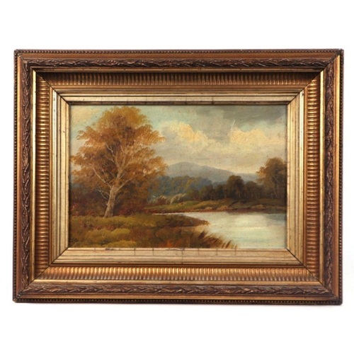 214 - Victorian school - a pair of river scenes, oils on board, framed, 29 by 20cms (2).