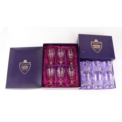 228 - A set of six Watford Crystal Cheney pattern whisky tumblers; together with a set of six Watford Crys... 