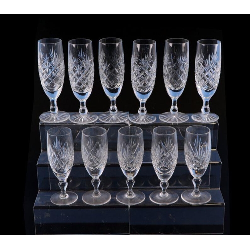 229 - A boxed set of Webb cut glass brandy tumblers; together with a similar boxed set of liquor glasses; ... 