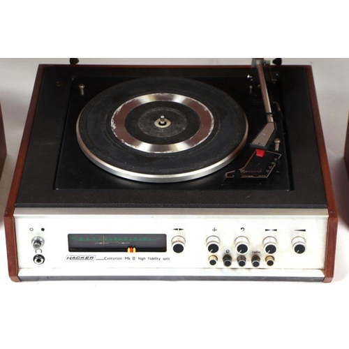 290 - A Hacker Centurion Mk II Hi Fidelity record player with accompanying Hacker speakers (3).