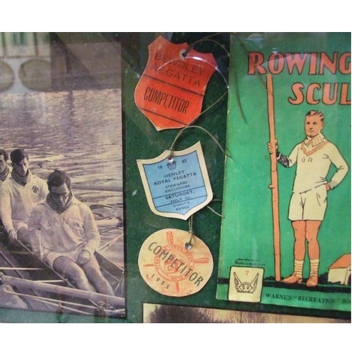 296 - Rowing interest:  A diorama of Henley Royal Regatta (1955) comprising photographs, competitor's lape... 