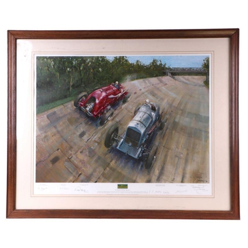 40 - Terence Cuneo (British 1907-1996) - The Spirit of Brooklands - limited edition coloured print 104/85... 