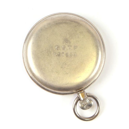 423 - A military issue Omega open faced pocket watch with Crow's Foot and numbered Y27654.