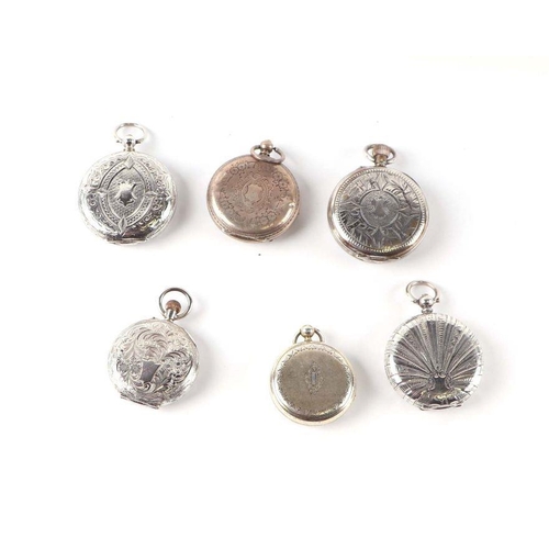 431 - A group of silver cased open face fob watches (6)