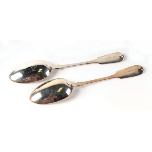 451 - A pair of Victorian silver serving spoons, initialled, London 1885, 152g (2).