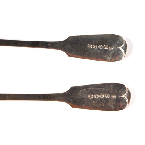 451 - A pair of Victorian silver serving spoons, initialled, London 1885, 152g (2).