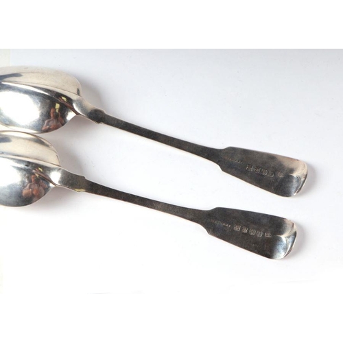 452 - A pair of George IV Irish silver serving spoons, Dublin 1829, 23.5cms long, 141g (2).