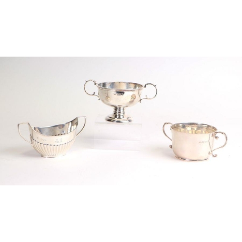 455 - A group of silver two handled sugar bowls, various dates and makers marks, 381g.