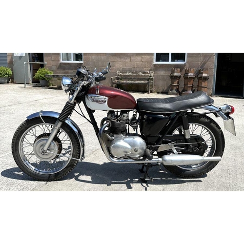 50 - A 1969 Triumph Tiger T100R, registration no. REU 470E, engine no. T100R H52870, red and white.  This... 