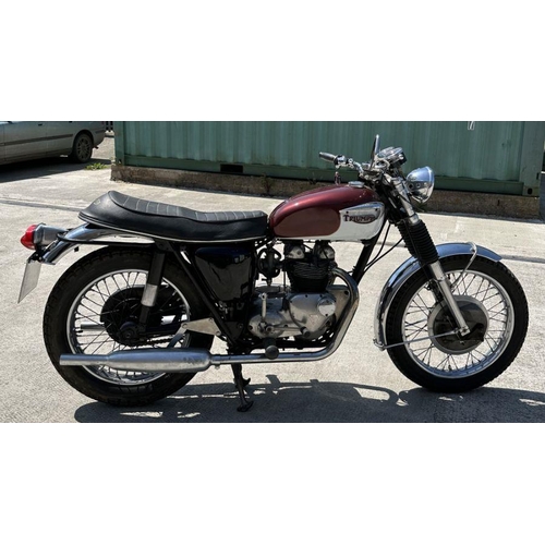 50 - A 1969 Triumph Tiger T100R, registration no. REU 470E, engine no. T100R H52870, red and white.  This... 