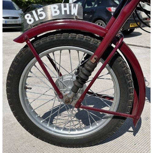 53 - A 1958 BSA Bantam D5 175cc registration no.  815 BHW, frame no.  FD52958, engine no.  ED5B2387, maro... 