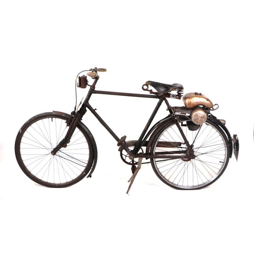 55 - A gentleman's vintage bicycle fitted with Power Pak clip-on auto cycle motor, fitted with Brookes sp... 