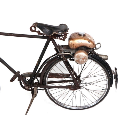 55 - A gentleman's vintage bicycle fitted with Power Pak clip-on auto cycle motor, fitted with Brookes sp... 