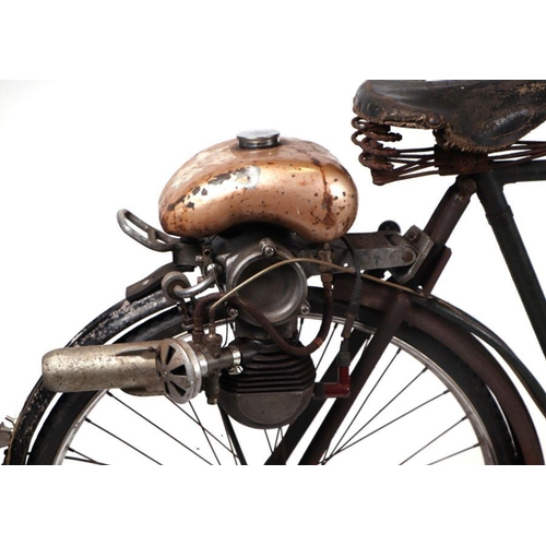 55 - A gentleman's vintage bicycle fitted with Power Pak clip-on auto cycle motor, fitted with Brookes sp... 