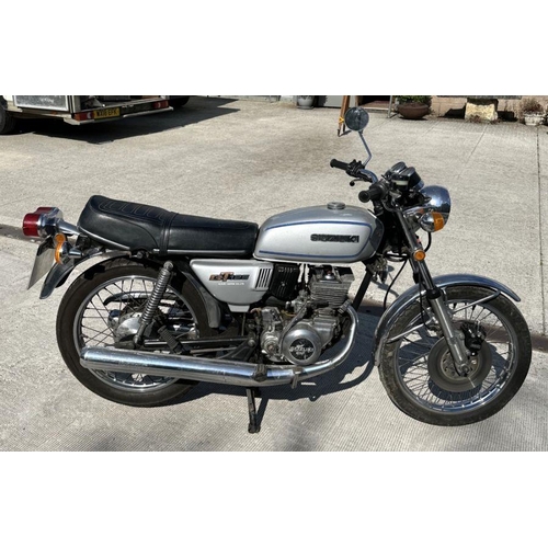 59 - A 1975 Suzuki GT125, registration no.  KAJ 138N, frame no.  GT12542594, engine no.  51819, silver.  ... 