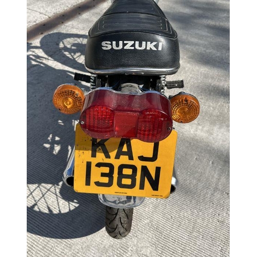 59 - A 1975 Suzuki GT125, registration no.  KAJ 138N, frame no.  GT12542594, engine no.  51819, silver.  ... 