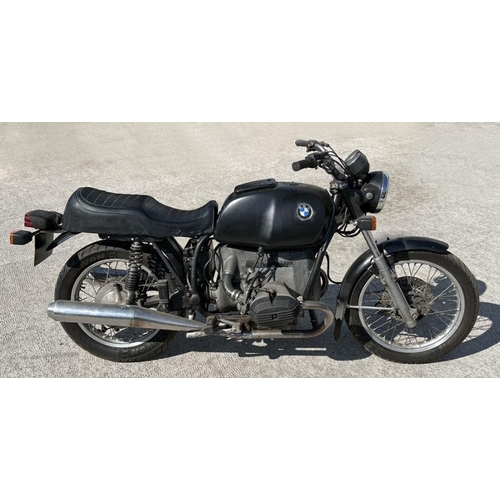 60 - A 1977 BMW R60, registration no.  TLM 511R, frame no. 6001503, engine no. 6001503, black.  This R60 ... 