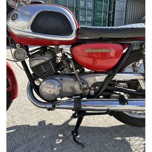 61 - A 1966 Suzuki T20 Super Six, registration no.  ARE 666D, frame no.  226749, engine no.  22841, red. ... 