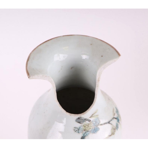 634 - A Chinese monochrome vase with rust red glaze, 23cms high; together with a Chinese famille rose vase... 