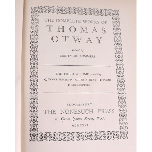 66 - Nonesuch Press - The Works of Thomas Otway - three limited edition volumes, cloth (3).